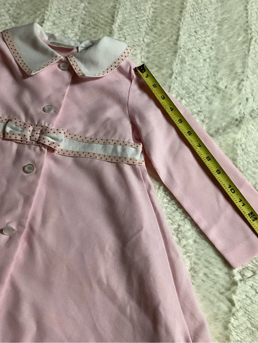 Vintage Girls Little Bitty Rayon Blend Matching Dress Long Coat Pink Polkadot 4T